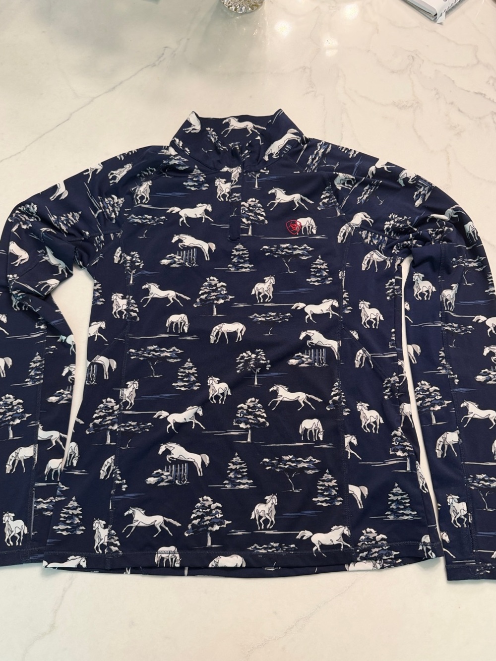 Ariat Navy Horse Print Long-Sleeve Quarter-Zip